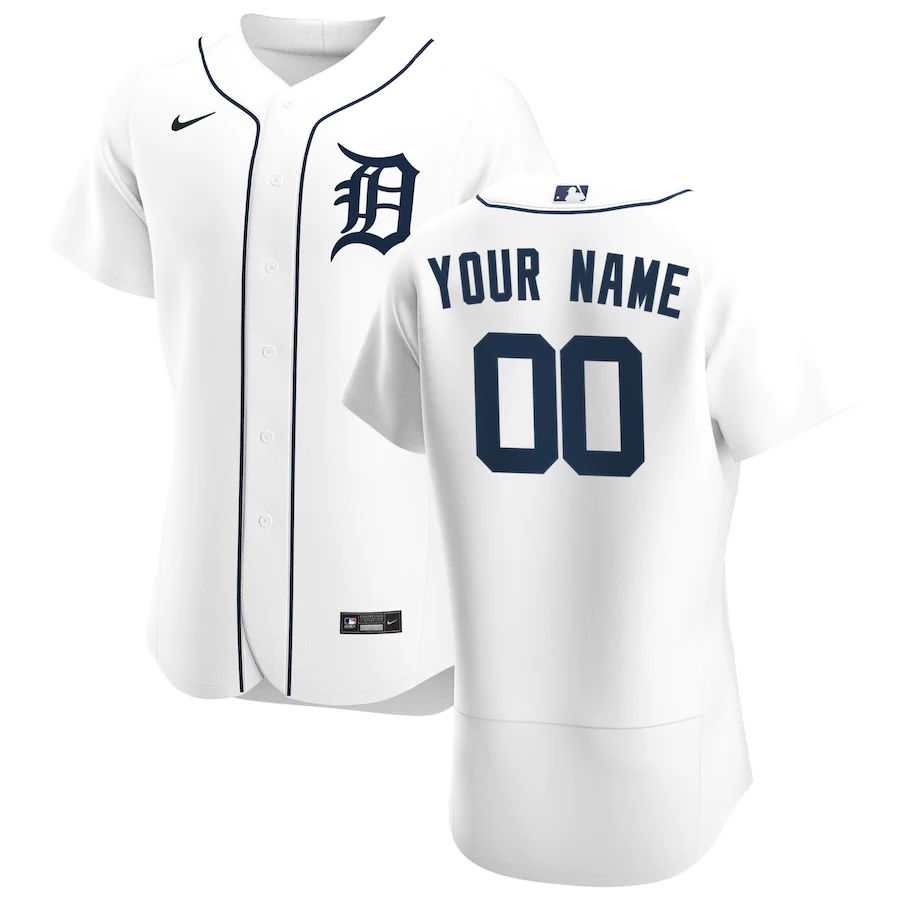 Cheap Mens Detroit Tigers Nike White Home Authentic Custom MLB Jerseys